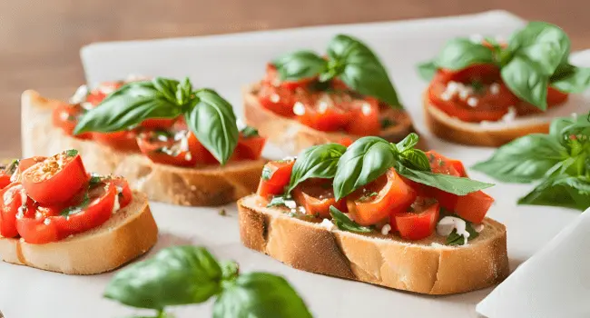 Bruschettas de tomate y albahaca una de las recetas para el día del padre en hornos de convección