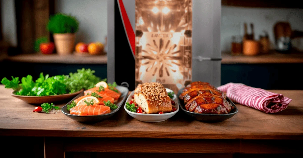 Platillos deliciosos horneados en un horno de convección por motivo de fin de año