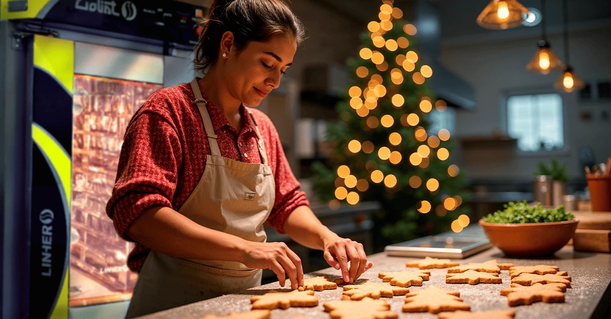 Mujer panadera mexicana realizando galletas para las posadas navideñas